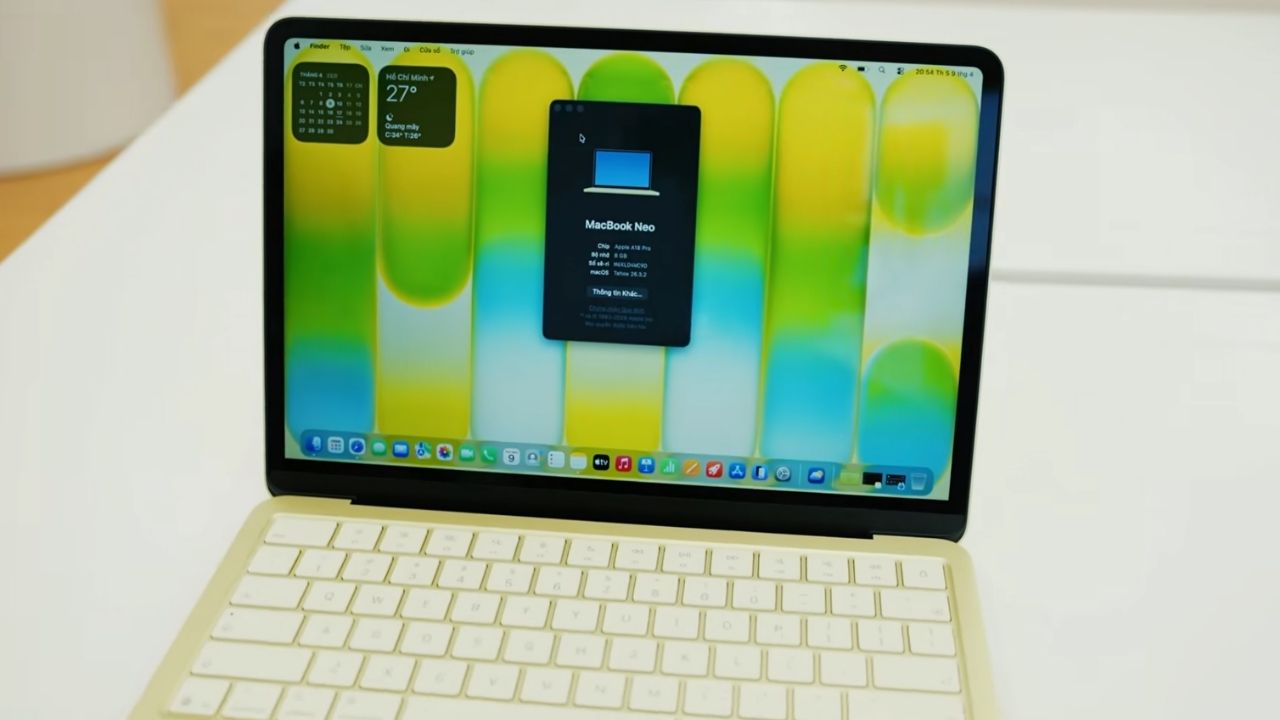 B&agrave;n ph&iacute;m MacBook Neo vẫn được trang bị đầy đủ c&aacute;c t&iacute;nh năng