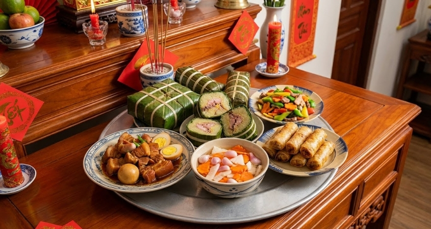 Mâm cúng giao thừa miền Trung