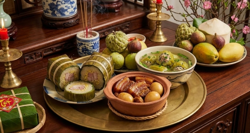 Mâm cúng giao thừa miền Nam