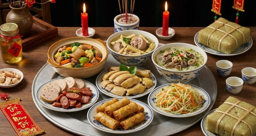 Mâm cúng giao thừa miền Bắc