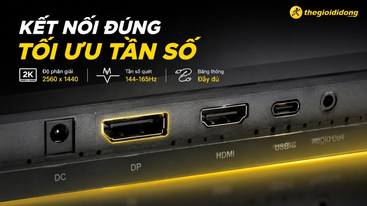 Cổng kết nối HDMI và DisplayPort trên màn hình 2K Cổng kết nối HDMI và DisplayPort trên màn hình 2K