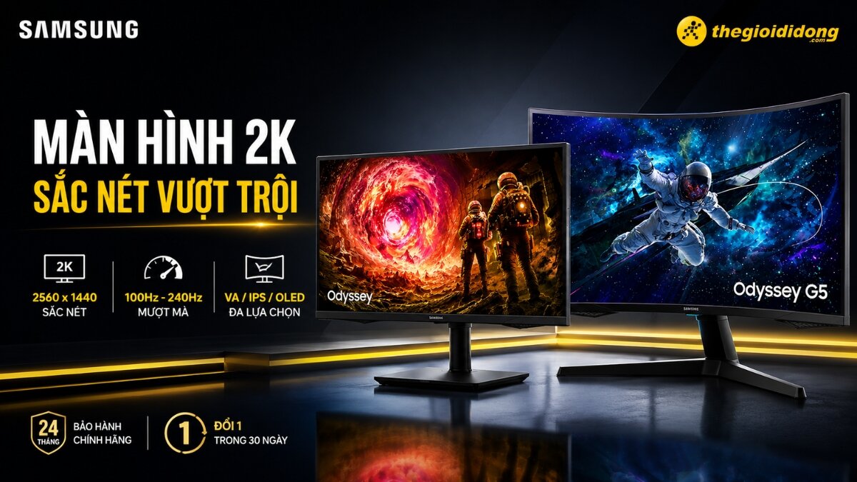 Màn hình Samsung Odyssey 2K thiết kế cong ấn tượng Màn hình Samsung Odyssey 2K thiết kế cong ấn tượng