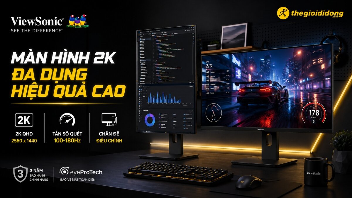 Màn hình ViewSonic 2K chất lượng vượt trội giá hợp lý Màn hình ViewSonic 2K chất lượng vượt trội giá hợp lý