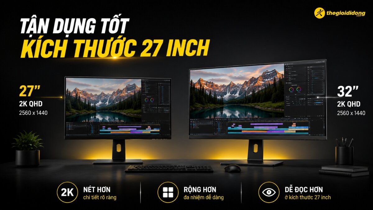 Màn hình 27 inch độ phân giải 2K tối ưu Màn hình 27 inch độ phân giải 2K tối ưu