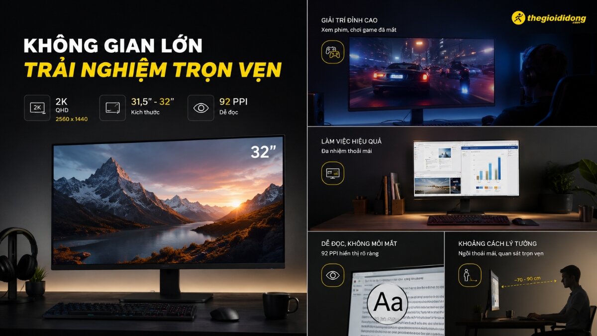 Màn hình lớn 32 inch 2K phục vụ giải trí Màn hình lớn 32 inch 2K phục vụ giải trí