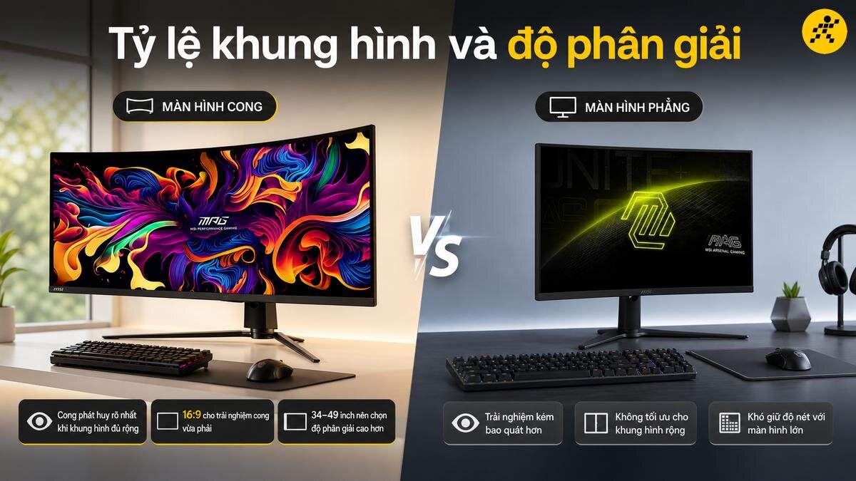 Độ phân giải sắc nét trên màn hình cong khổ rộng Độ phân giải nét cao UWQHD và DQHD hiển thị chi tiết trên màn hình cong khổ rộng
