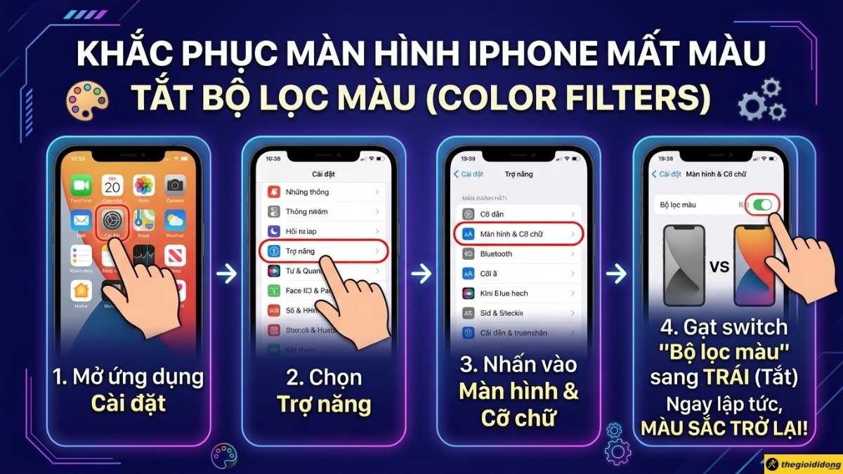 Tắt Bộ lọc m&agrave;u trong phần Trợ năng