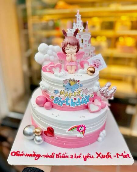 Mẫu bánh sinh nhật cho bé gái 2 tầng 6