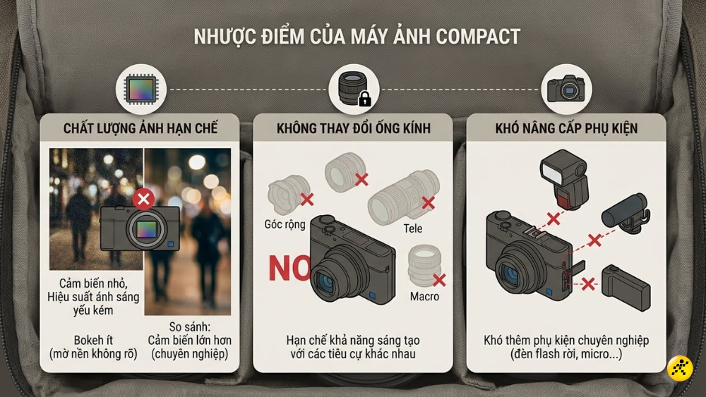 Nhược điểm của máy ảnh Compact Nhược điểm của máy ảnh Compact