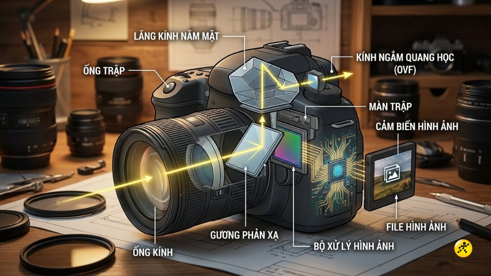 Cấu tạo của m&aacute;y ảnh DSLR