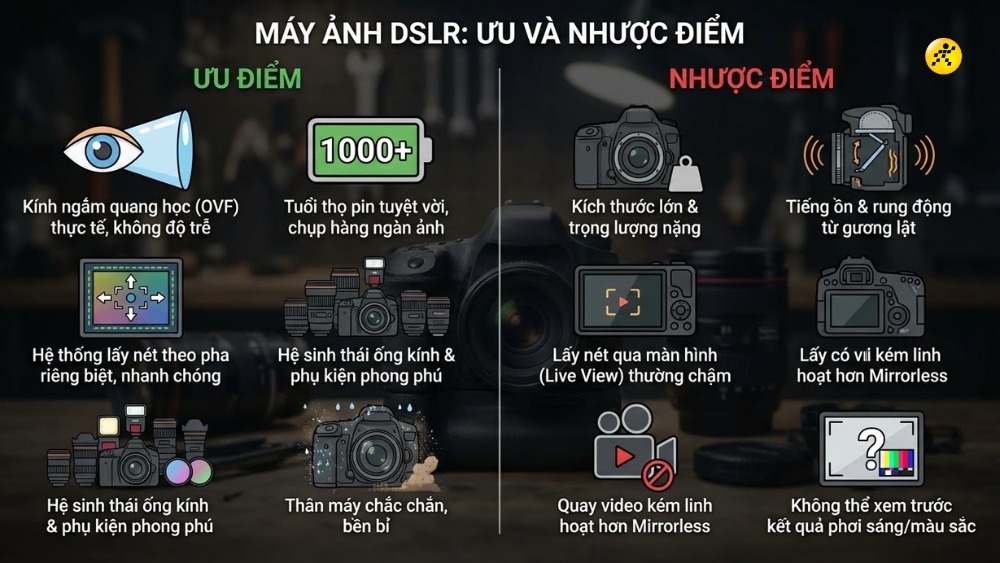 Ưu v&agrave; nhược điểm của m&aacute;y ảnh DSLR