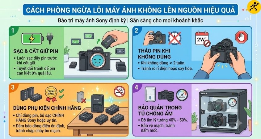 Cách phòng ngừa máy ảnh Sony bật không lên Cách phòng ngừa máy ảnh Sony bật không lên
