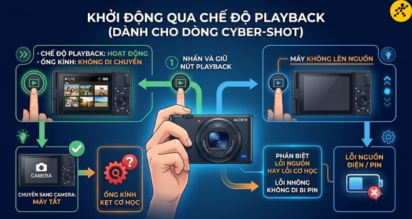 Khởi động qua chế độ Playback (Dành cho dòng Cyber-shot) Khởi động qua chế độ Playback (Dành cho dòng Cyber-shot)