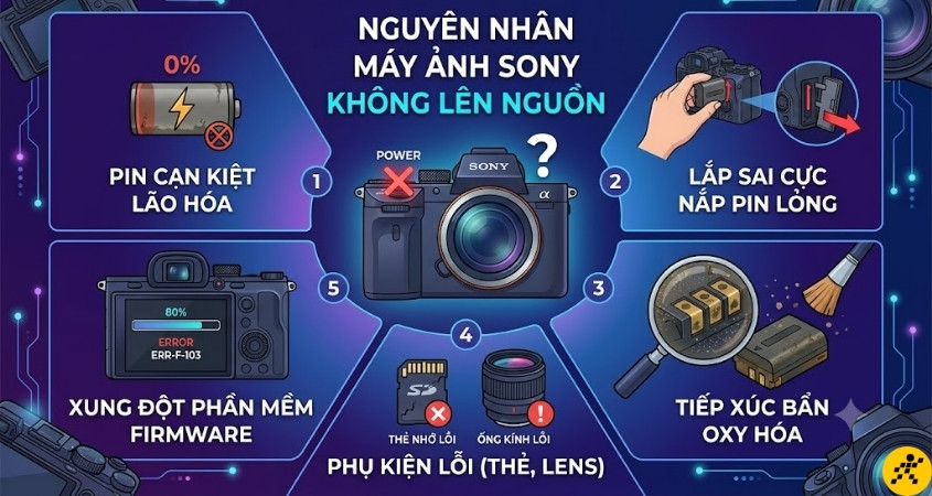 Nguyên nhân máy ảnh Sony bật không lên Nguyên nhân máy ảnh Sony bật không lên