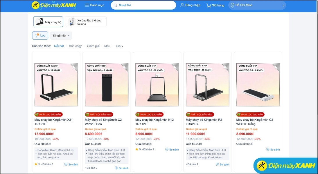 Máy chạy bộ mới của KingSmith hiện đã có mặt tại website và hệ thống cửa hàng Điện máy XANH