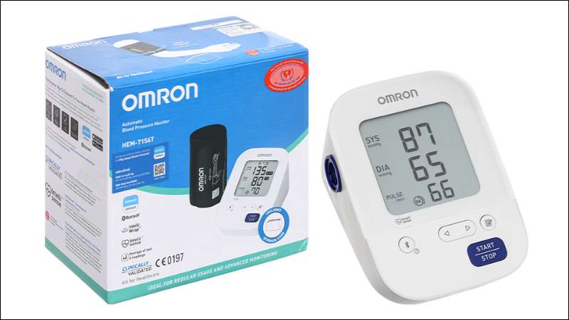 Bộ sản phẩm m&aacute;y đo huyết &aacute;p Omron HEM-7156T