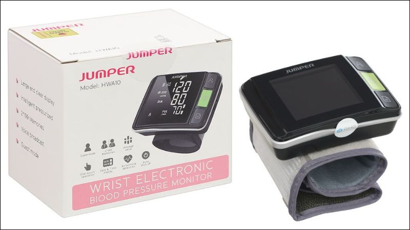 Trọn bộ sản phẩm m&aacute;y đo huyết &aacute;p cổ tay Jumper JPD-HWA10