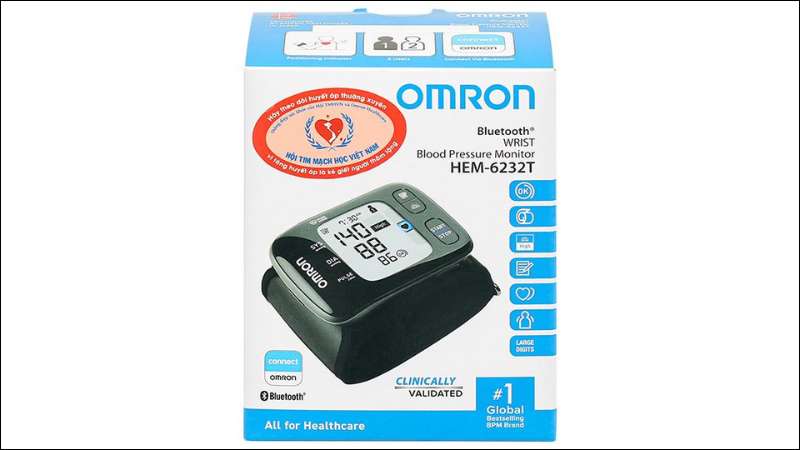 Bộ sản phẩm m&aacute;y đo huyết &aacute;p Omron HEM-6232T