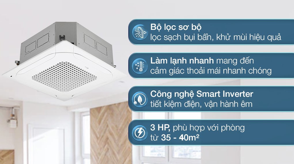 Máy lạnh âm trần LG Inverter ZTNQ30GNLE0 công suất cực lớn trên 3 HP cho hội trường và sảnh khách sạn