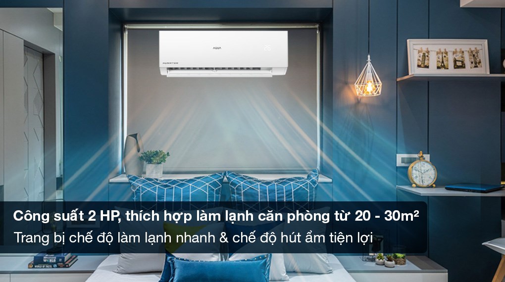 Máy lạnh Aqua 2 HP - 18.000 BTU hiệu suất cao cho phòng khách rộng 20-30m2