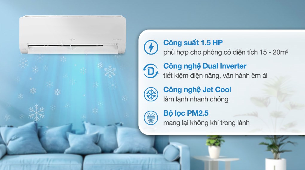 Máy lạnh LG Inverter 1.5 HP IEC12M1 treo tường thiết kế Slim, tích hợp bộ lọc PM2.5 sạch khuẩn Máy lạnh LG Inverter 1.5 HP IEC12M1 treo tường thiết kế Slim, tích hợp bộ lọc PM2.5 sạch khuẩn