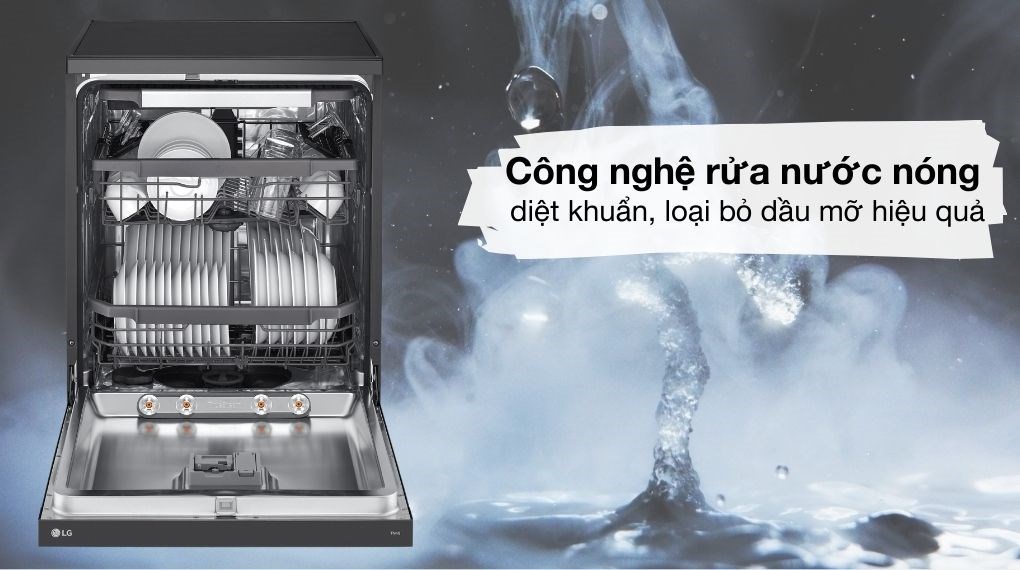 Máy rửa chén độc lập LG LDT14BLA4 màu đen công nghệ hơi nước TrueSteam diệt khuẩn 99%