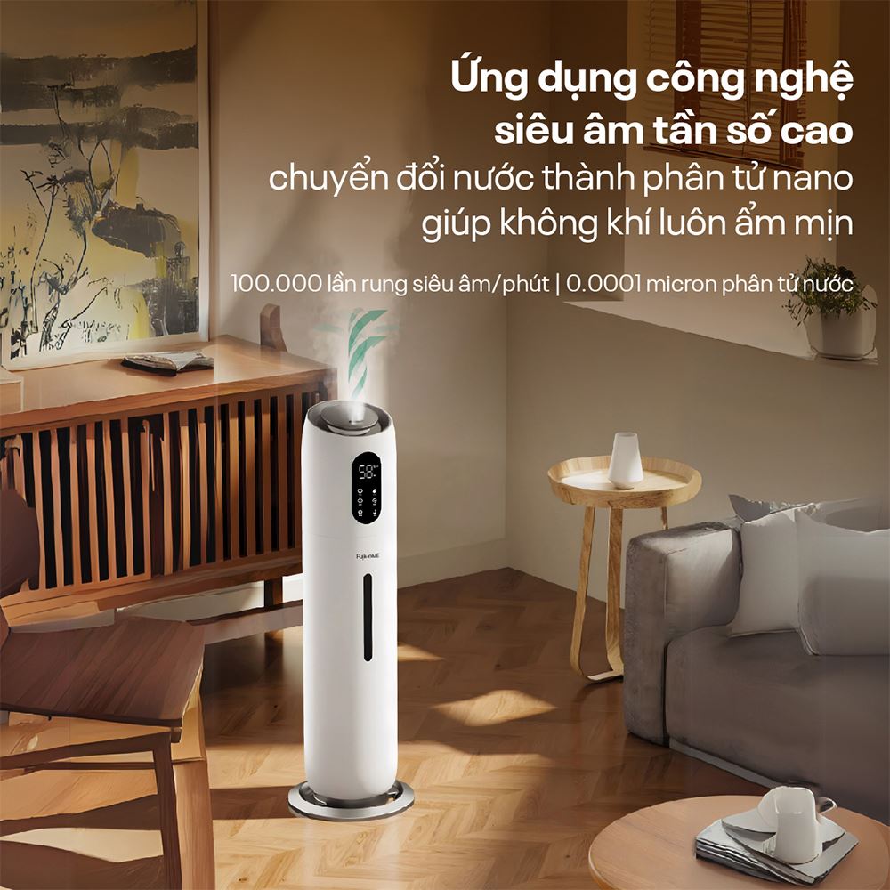 Máy tạo ẩm khuếch tán tinh dầu FUJIHOME HM10UV-WIFI tăng độ ẩm, giúp không khí trở nên dễ chịu, mát lành hơn