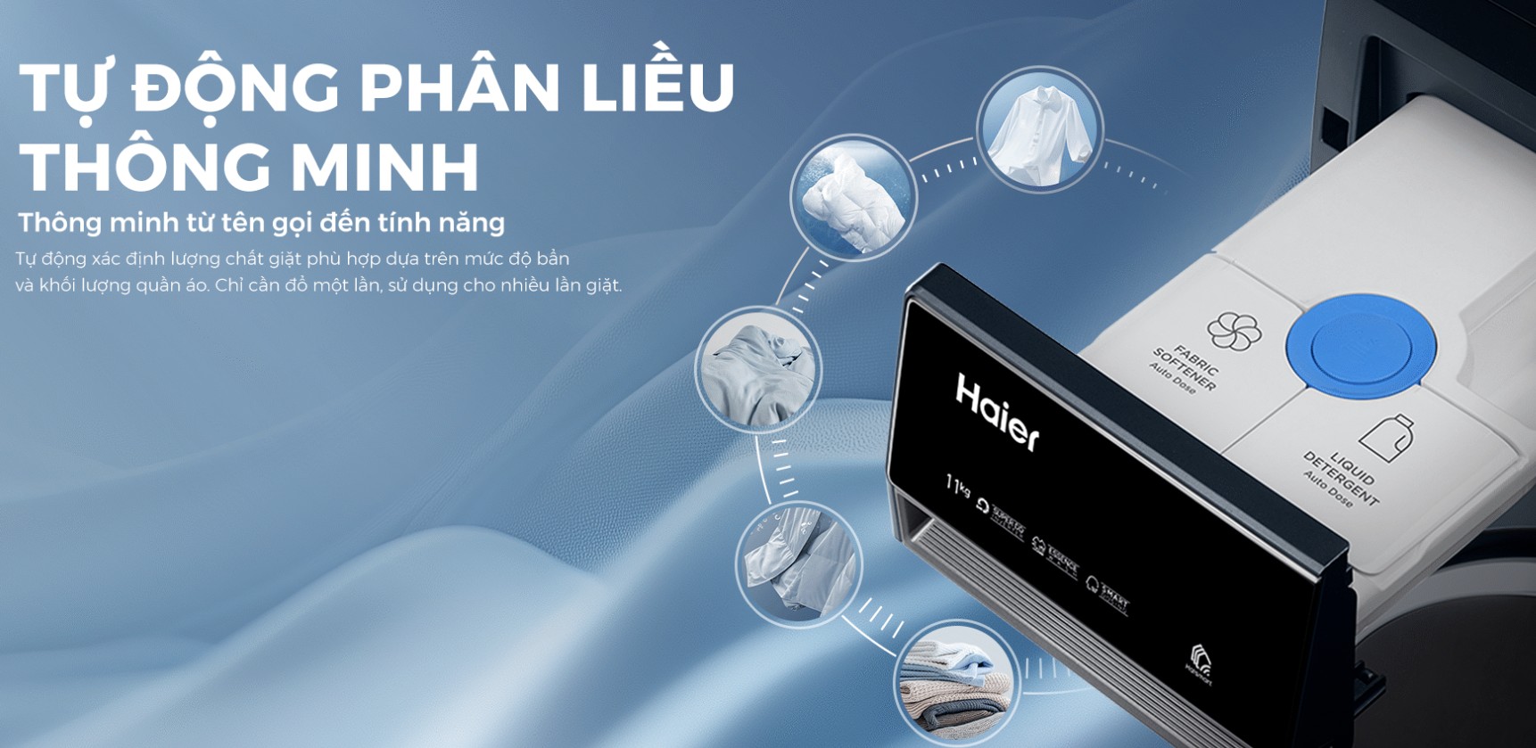 Máy giặt Haier X9 Inverter 12 kg HW120-BD14387GNU1 với công nghệ AI Smart Wash giặt sạch thông minh