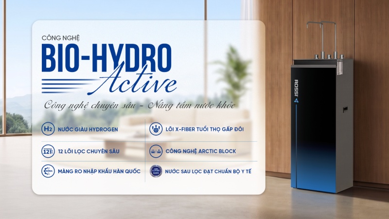 máy lọc nước thế hệ mới của ROSSI nổi bật với công nghệ Bio-Hydro Active tiên tiến 