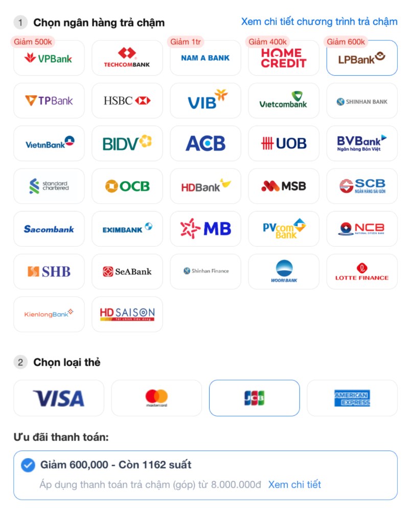 Thanh toán qua thẻ tín dụng LPBank Thanh toán qua thẻ tín dụng LPBank