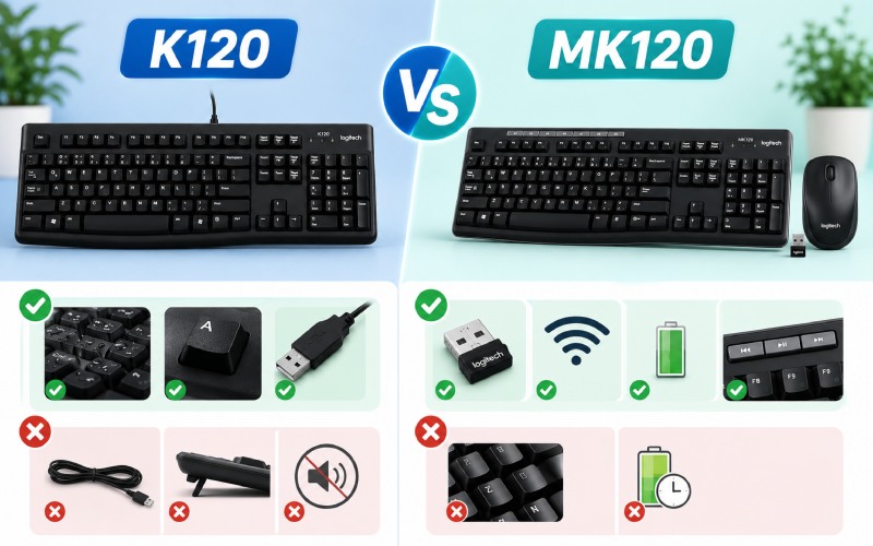  B&agrave;n ph&iacute;m Logitech K120 v&agrave; MK120 c&oacute; tốt kh&ocirc;ng?