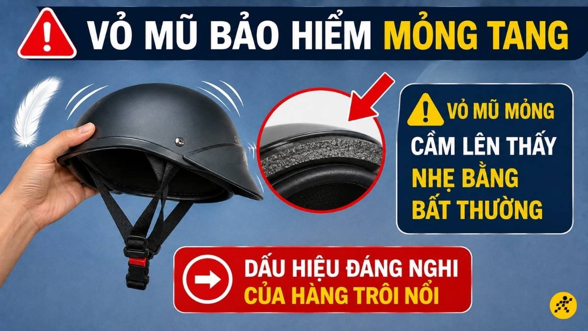 Vỏ mũ mỏng tang, cầm lên thấy nhẹ bẫng Vỏ mũ mỏng tang, cầm lên thấy nhẹ bẫng
