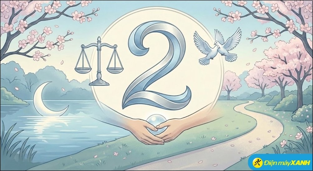 Con số 2 đại diện cho tính nhị nguyên, sự hòa hợp, ngoại giao và tinh thần hợp tác Con số 2 đại diện cho tính nhị nguyên, sự hòa hợp, ngoại giao và tinh thần hợp tác