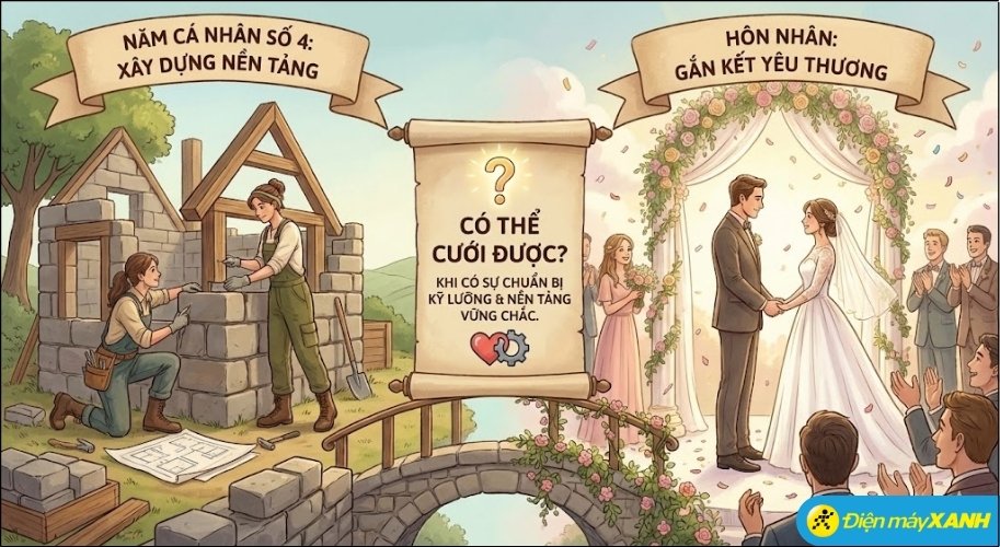 Năm cá nhân số 4 hoàn toàn có thể cưới hỏi nếu mối quan hệ đã chín muồi và hướng tới sự ổn định lâu dài