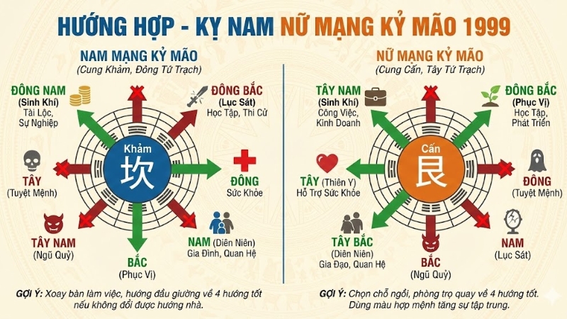 Sinh năm 1999 hợp hướng nào? Sinh năm 1999 hợp hướng nào?
