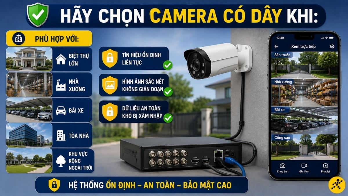 Chọn camera c&oacute; d&acirc;y