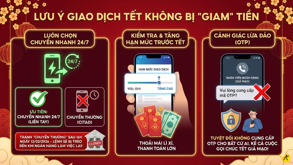 C&aacute;ch để giao dịch kh&ocirc;ng bị treo tiền dịp Tết