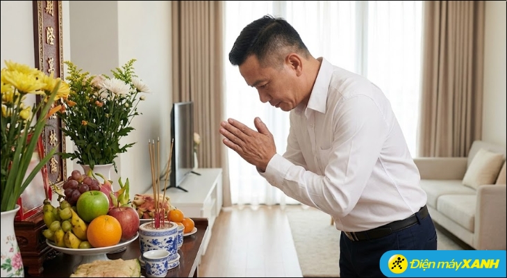 Khi tiến hành lễ cúng, gia chủ cần mặc trang phục chỉnh tề, sạch sẽ và kín đáo để thể hiện sự tôn trọng Khi tiến hành lễ cúng, gia chủ cần mặc trang phục chỉnh tề, sạch sẽ và kín đáo để thể hiện sự tôn trọng