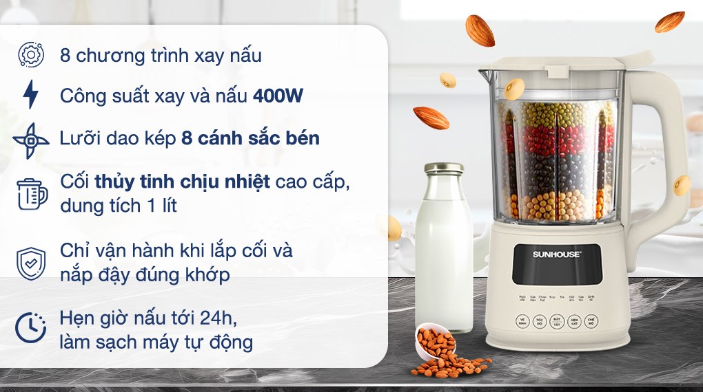 Máy làm sữa hạt đa năng Sunhouse SHD5261 là món quà gia dụng vừa sang trọng, vừa tiện lợi