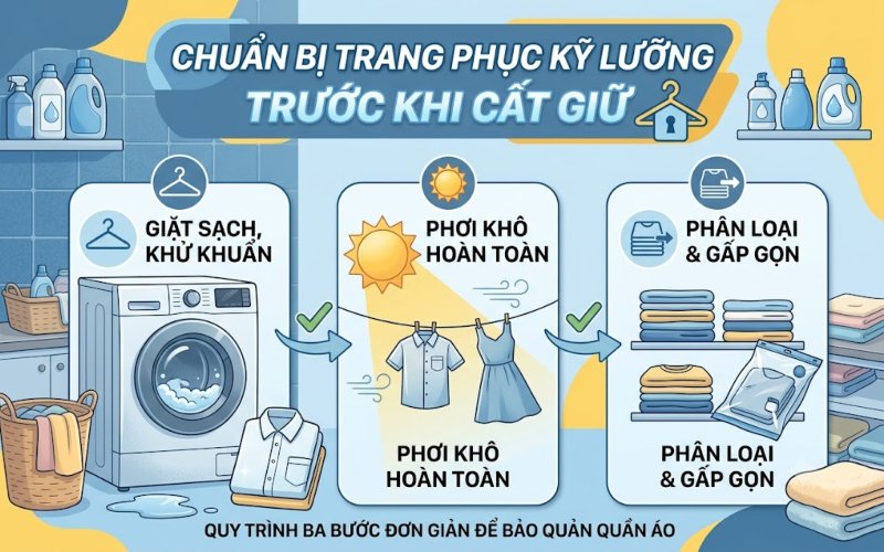Chuẩn bị trang phục kỹ lưỡng trước khi cất giữ