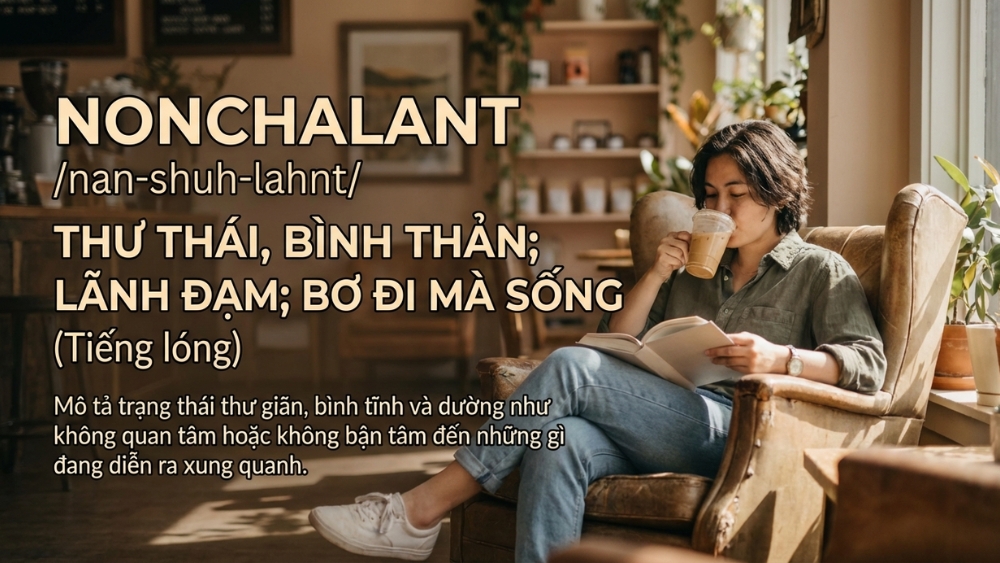 Nonchalant m&ocirc; tả trạng th&aacute;i thư th&aacute;i, b&igrave;nh tĩnh