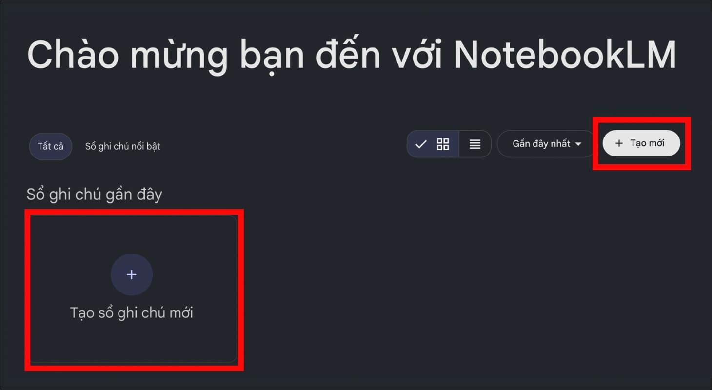 Tạo dự án NotebookLM mới trên máy tính