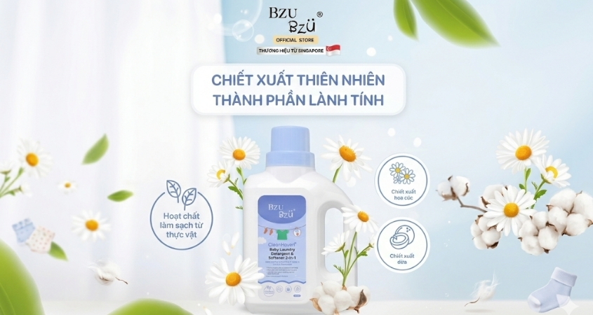 Nước giặt 2 trong 1 BZU BZU với chiết xuất thiên nhiên lành tính
