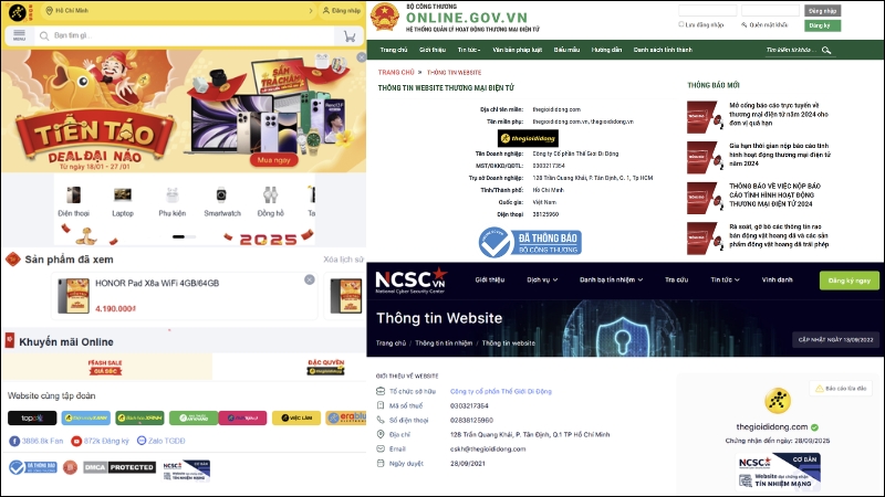 Các website chính thức thuộc Thế Giới Di Đồng đều có xác nhận từ cơ quan chức năng
