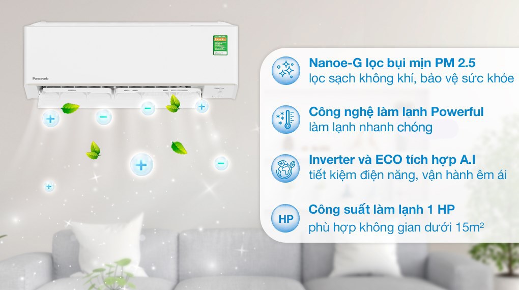Máy lạnh 2 chiều Panasonic Inverter 1 HP CU/CS-YZ9AKH-8 tích hợp công nghệ Nanoe-G và kết nối Wifi