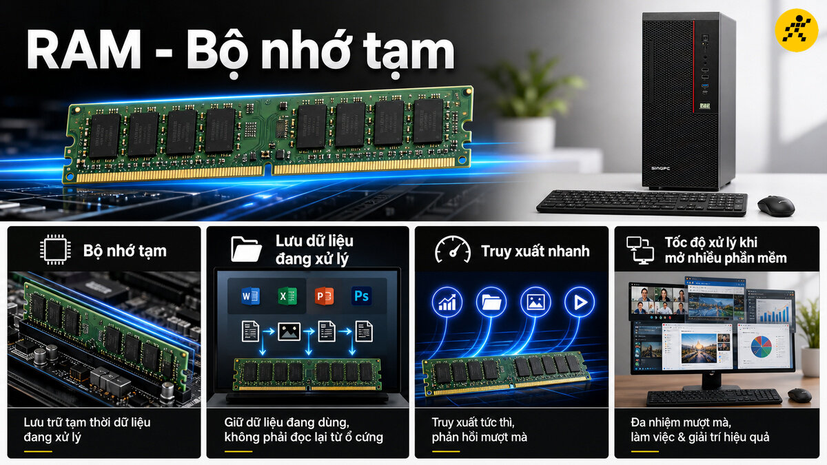 Thanh RAM máy tính và hệ thống máy tính để bàn