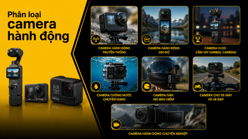 Bảng phân loại các dòng camera hành động phổ biến trên thị trường