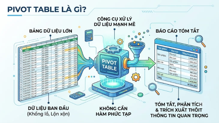 PivotTable là công cụ thống kê và báo cáo dự liệu mạnh mẽ của Mircosoft PivotTable là công cụ thống kê và báo cáo dự liệu mạnh mẽ của Mircosoft
