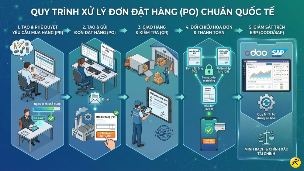 Quy tr&igrave;nh xử l&yacute; đơn mua h&agrave;ng (PO) chuẩn quốc tế