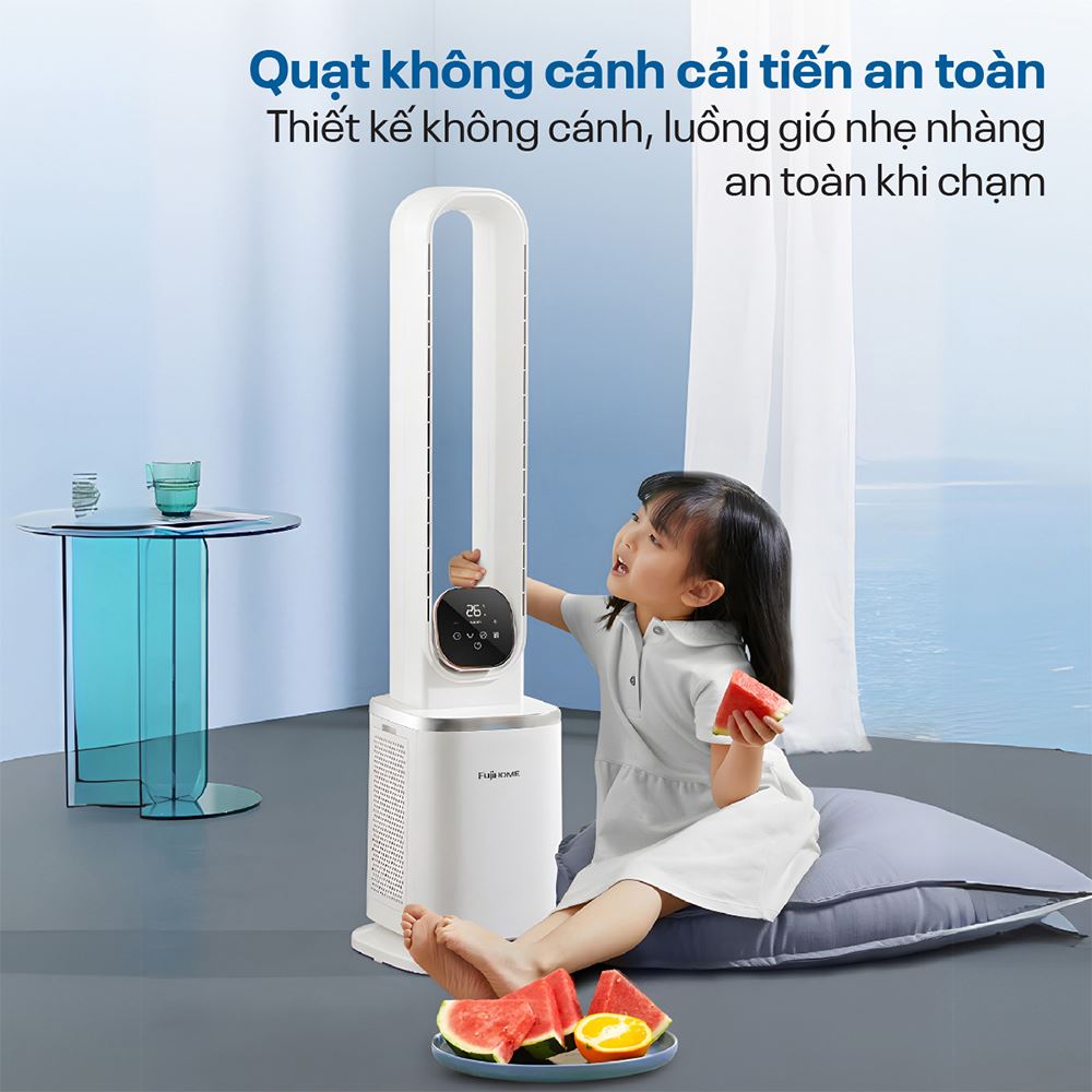 Quạt không cánh FUJIHOME BF-05R-HEPA 65W an toàn cho gia đình có trẻ nhỏ